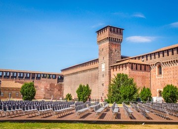 the sforza castle - castello sforzesco in milan, italy