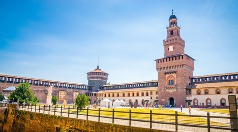 the sforza castle - castello sforzesco in milan, italy