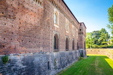 the sforza castle - castello sforzesco in milan, italy