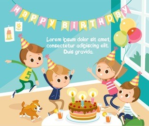 illustration with birthday party 