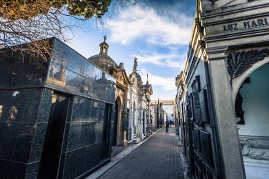 religious statue at the recoleta cemetery in buenos aires, argentina