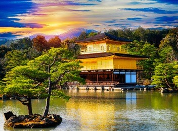 kinkaku-ji temple in kyoto, japan or golden pavilion with beautiful japanese garden and beautiful architecture at japan.