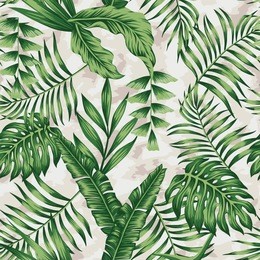 tropical green plants colors exotic leaves seamless watercolor background