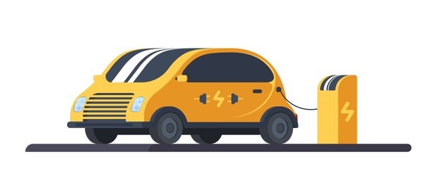 the electric machine is charged from the charging station. eco green energy.