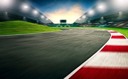 evening scene asphalt international race track, digital imaging 
