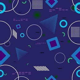 trendy seamless, memphis style with geometric pattern, vector illustration with geometric figures. design backgrounds for invitation, brochure and promotion template.