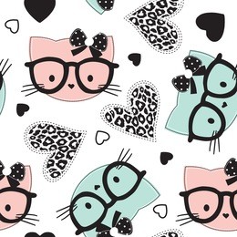 seamless cat pattern vector illustration