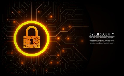 abstract technology background. cyber security concept. closed padlock on digital circuit board vector illustration.