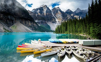 beautiful moraine lake in banff national park, alberta, canada