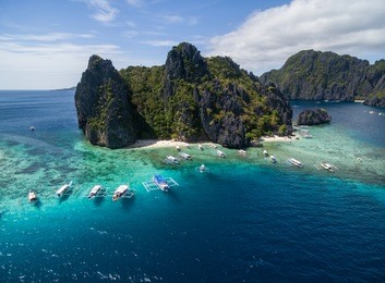 shimizu island in el nido, palawan, philippines. tour a route and place.