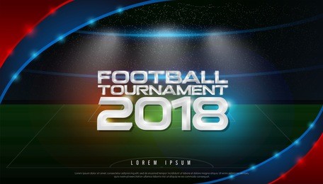 2018 world championship football tournament cup logo on stadium background. soccer logo broadcast graphic template. vector illustration