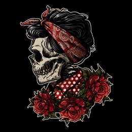 hand drawing sugarskull girl with rose