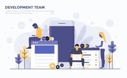 modern flat design people and business concept for development team, easy to use and highly customizable. modern vector illustration concept, isolated on white background.