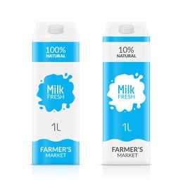 milk packet isolated on white background. vector illustration of carton pack. paper box design for drink milk product.