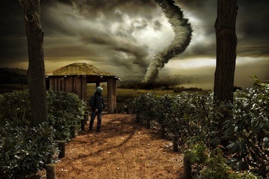 tornado chasing person