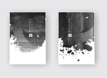 black ink brush stroke on white background. japanese style. vector illustration of grunge circle stains