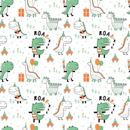 seamless vector pattern with cute dinosaurs for typography poster, card, label, brochure, flyer, page, banner design. vector illustration background