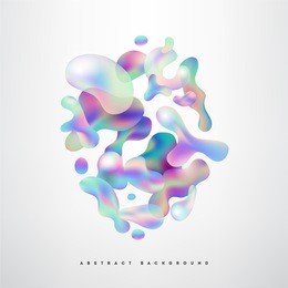 abstract fluid holographic colorful bubbles on white background