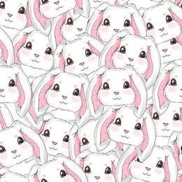 cute rabbit pattern, hand-drawn seamless pattern background with bunny
