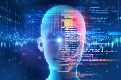 face detection and recognition of digital human 3d illustration.concept of computer vision and artificial intelligence and biometric facial identification.