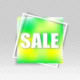 sale square banner. holographic design template. summer sale sticker. vector illustration.