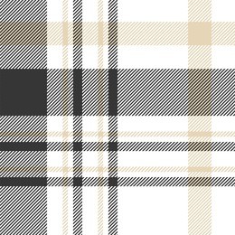 seamless plaid check pattern in palette of black, beige and white. traditional checkered fabric texture for digital textile printing. 