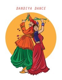 gujarati indian folk dance illustration