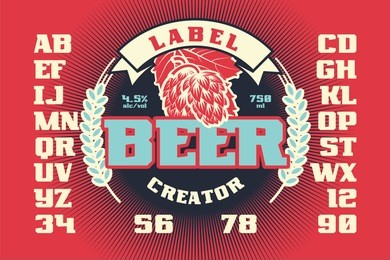 label beer creator. vintage frame design for logo, banner, sticker. suitable for any alcohol drink product. retro vector illustration
