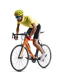 professinal road bicycle racer isolated on white