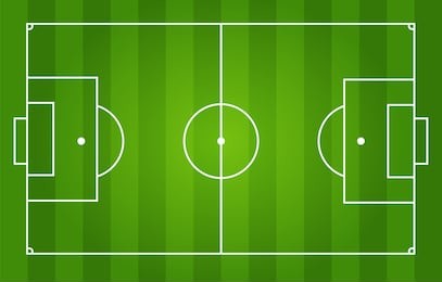 soccer field with white markings and realistic grass, top view.vector