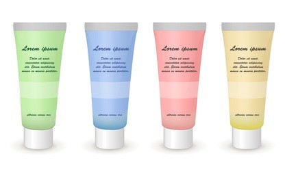 plastic cosmetic container with metal cap vector