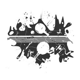 ping-pong posters design. white object on black background. grunge vector illustration