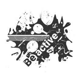 ping-pong posters design. white object on black background. grunge vector illustration