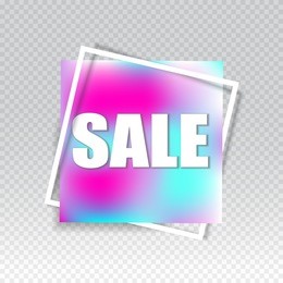 sale square banner. holographic design template. summer sale sticker. vector illustration. black friday sale poster.