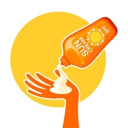 applying sunblock cream