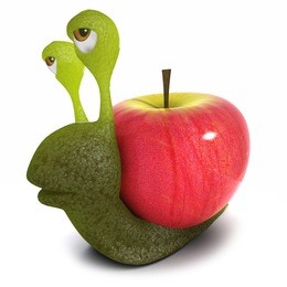 3d render of a funny cartoon snail character carrying a heart instead of a shell