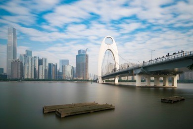 zhujiang river and modern building in guangzhou central business district, guangzhou, china.