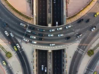 expressway top view, road traffic an important infrastructure in thailand