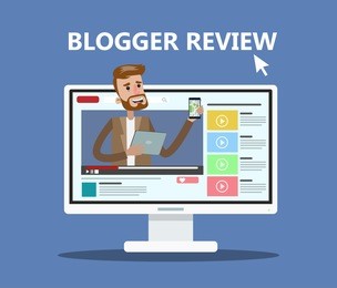 man blogger review. techno blogger showing last device.