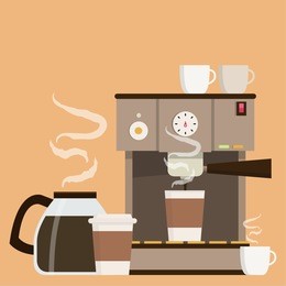coffee maker set vector. free space for text. wallpaper. background. coffee poster.