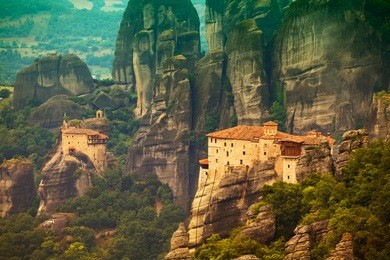 roussanou monastery at meteora monasteries in trikala region, greece.