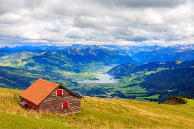 view from mount rigi,a mountain massif of the alps, central switzerland.
