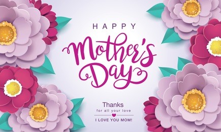 happy mother's day greeting card with beautiful blossom flowers