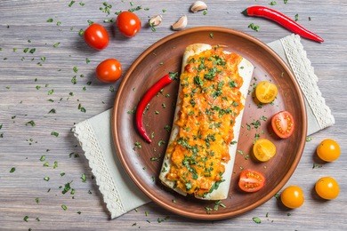 enchiladas. the national dish of mexican cuisine. the view from the top. copy-space.  