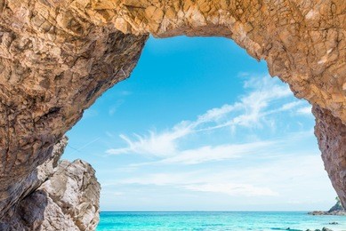 the cave above the sea ,koh khai island ,thailand .