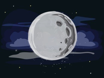 sky background with full moon, clouds, and stars.  moonlight night. 