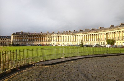 the royal crescent with golden sun light at bath somerset england uk