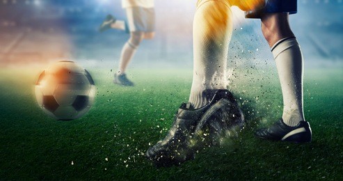 soccer goal moment. mixed media