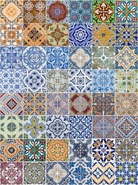 set of 48 ceramic tiles patterns from portugal.