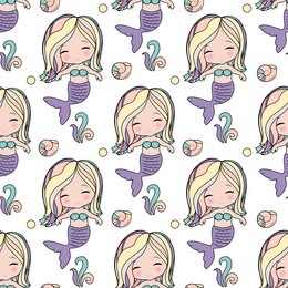 cute mermaid seamless pattern for funny girl design
